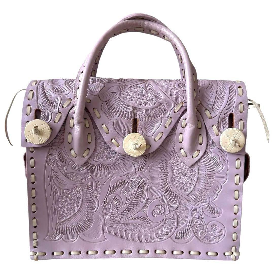 あ*ん様 良品　カービングトライブス　マエストラS ラベンダー　ハンドバッグ