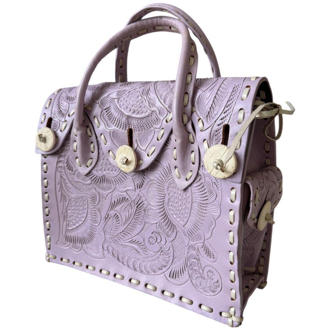 あ*ん様 良品　カービングトライブス　マエストラS ラベンダー　ハンドバッグ