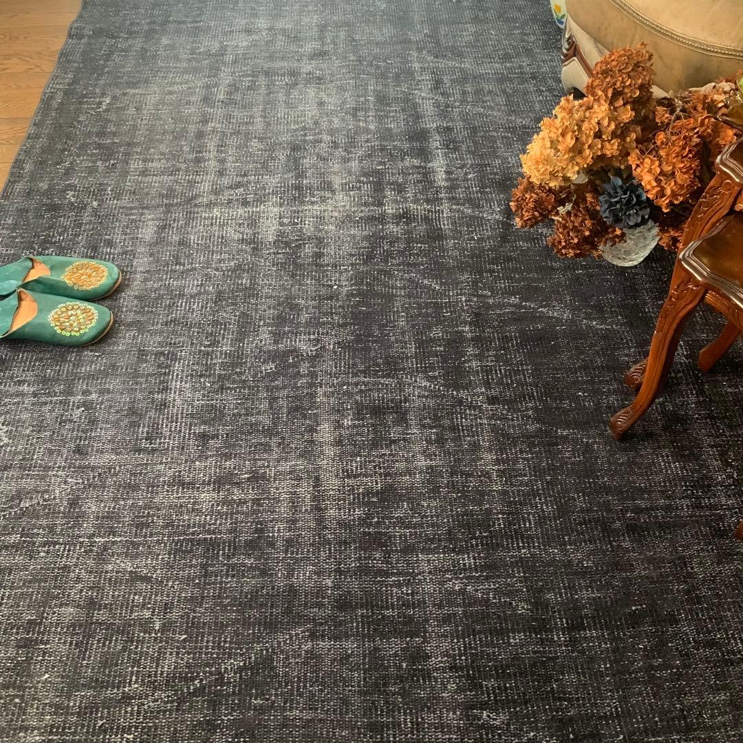 Mom　大判　トルコヴィンテージラグ　ネイビーブラック245×147