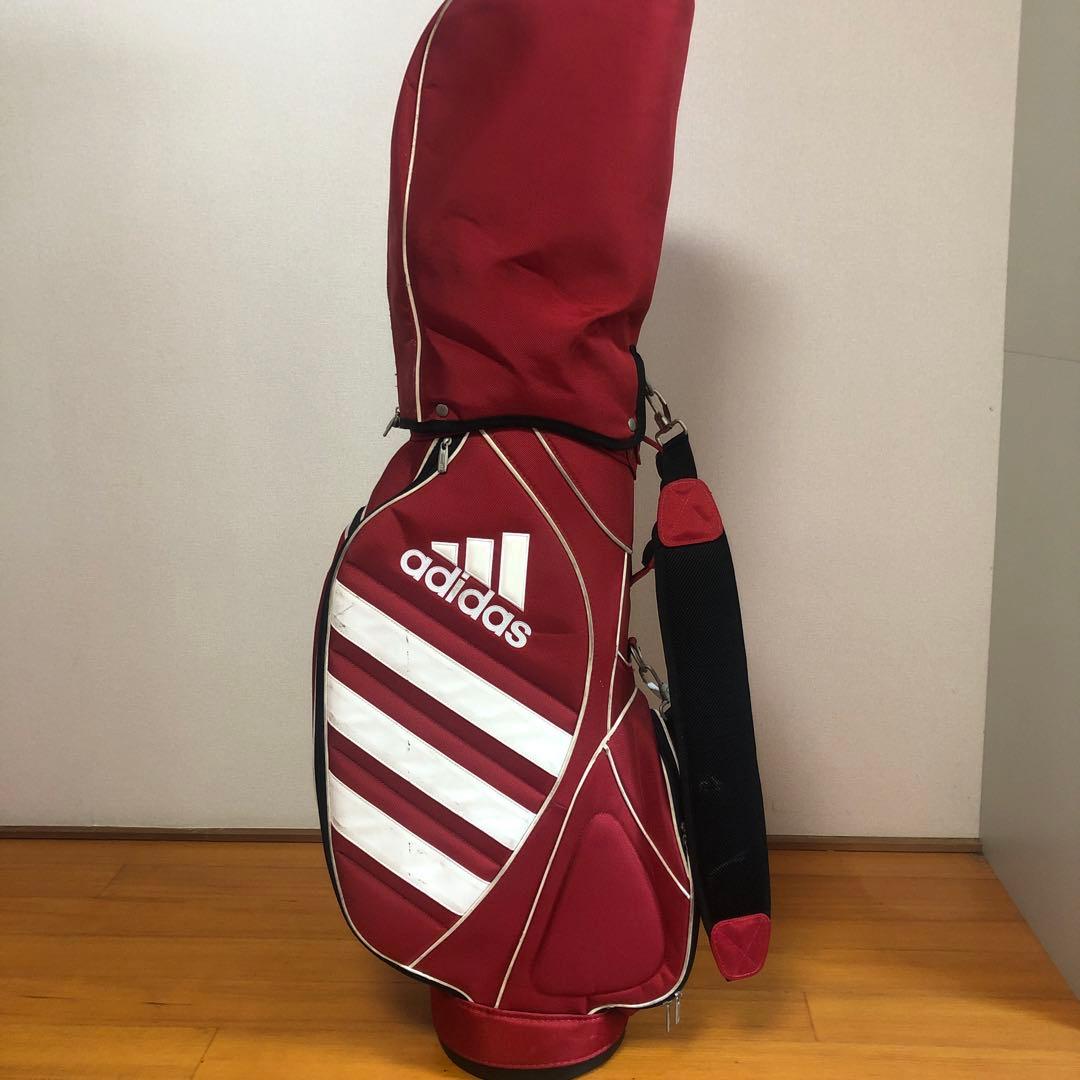 アディダス adidas キャディバッグ レッド フード付き