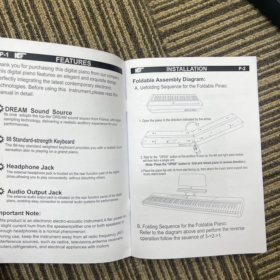 新品未使用◆電子ピアノ 88鍵盤 高音質 多機能 ブラック 黒