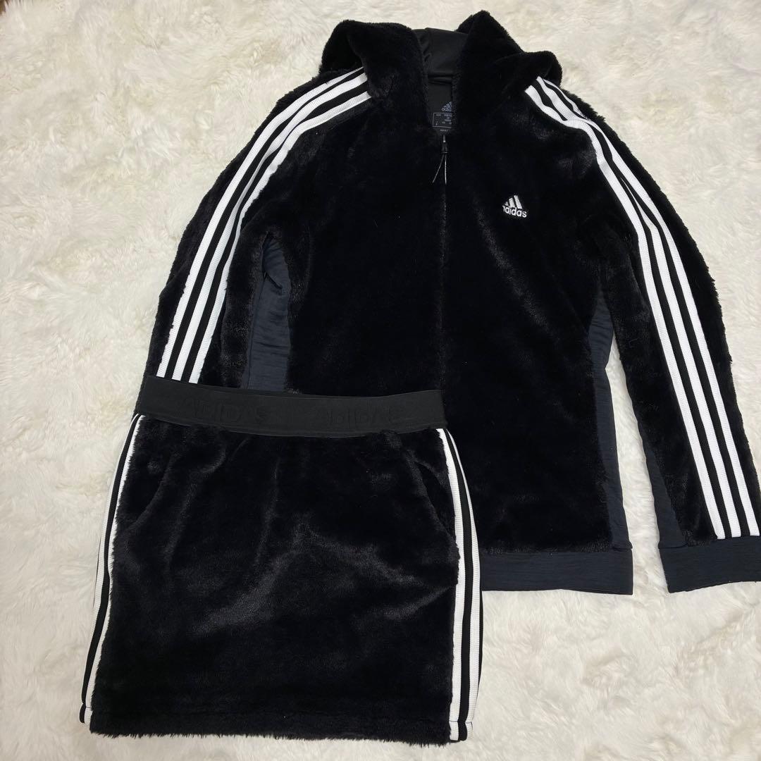 美品✨アディダス　ゴルフウェア　スリーストライプス　ボアフリース　セットアップ