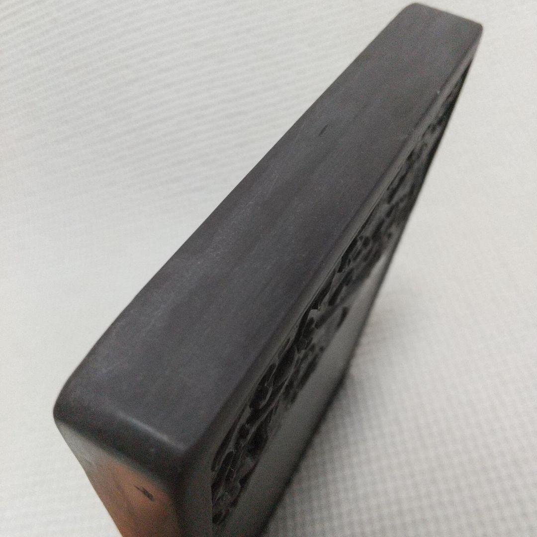 k*o様 雲龍が見事な浅型の硯／黒檀(?)の木箱入り