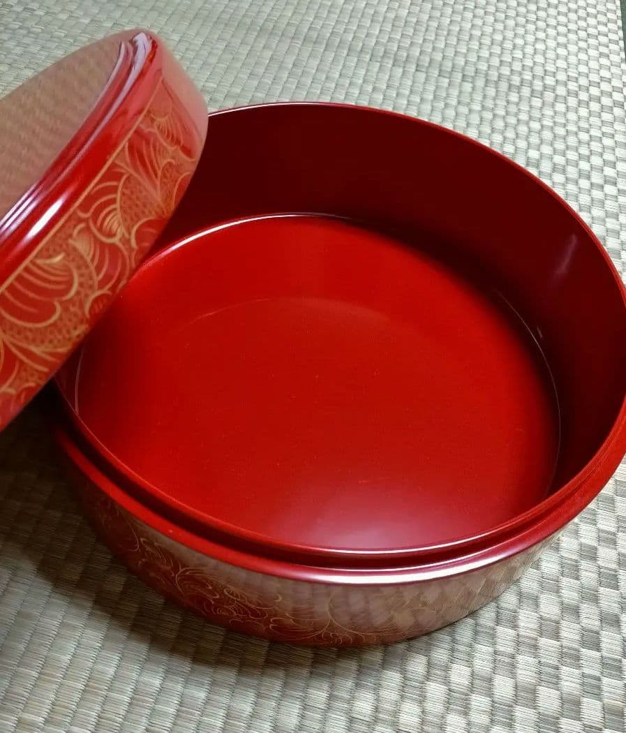 輪島塗　茶櫃　沈金　朱