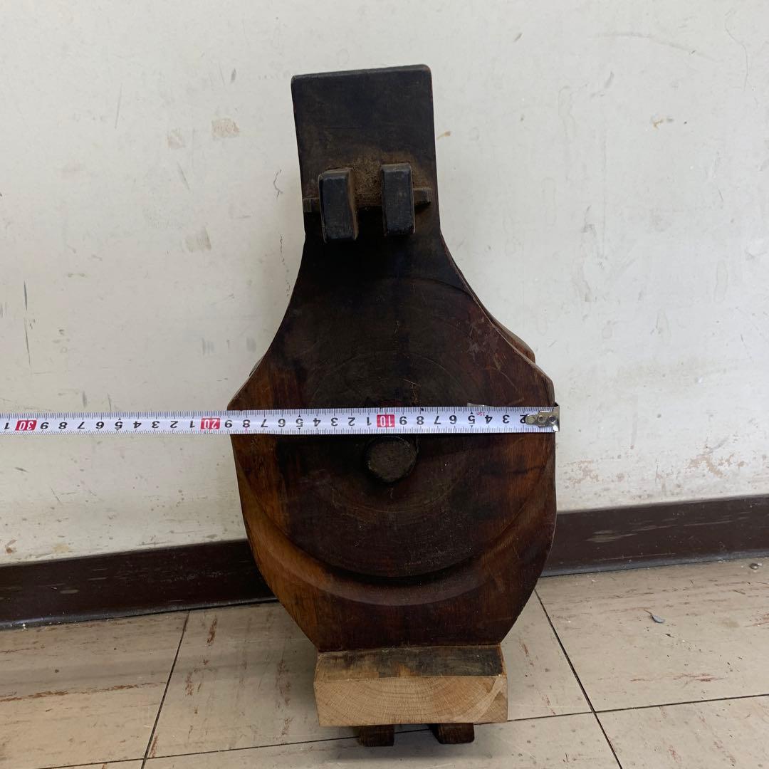 大型滑車　アンティーク　古美術