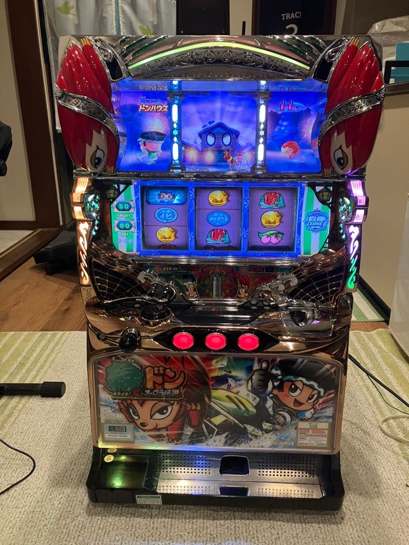 【美品不要機】パチスロ 実機 緑ドン キラメキ！炎のオーロラ伝説