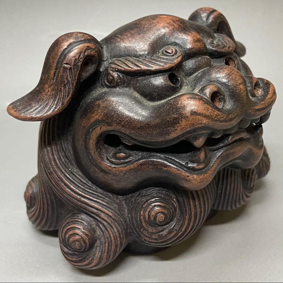 古備前　玉乗り　獅子香炉 　bg410