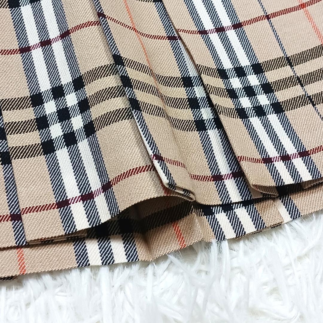 お洒落✨　バーバリーブルーレーベル　ミニワンピース　プリーツ　チェック　本革　M