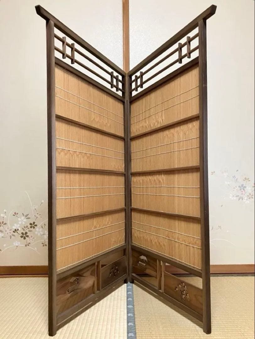 お値下げ　簾戸　衝立　漆塗り　ビンテージ　もう作れない　明治時代　建具