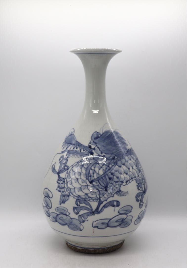 李朝　染付　龍紋大瓶　送料込み250506