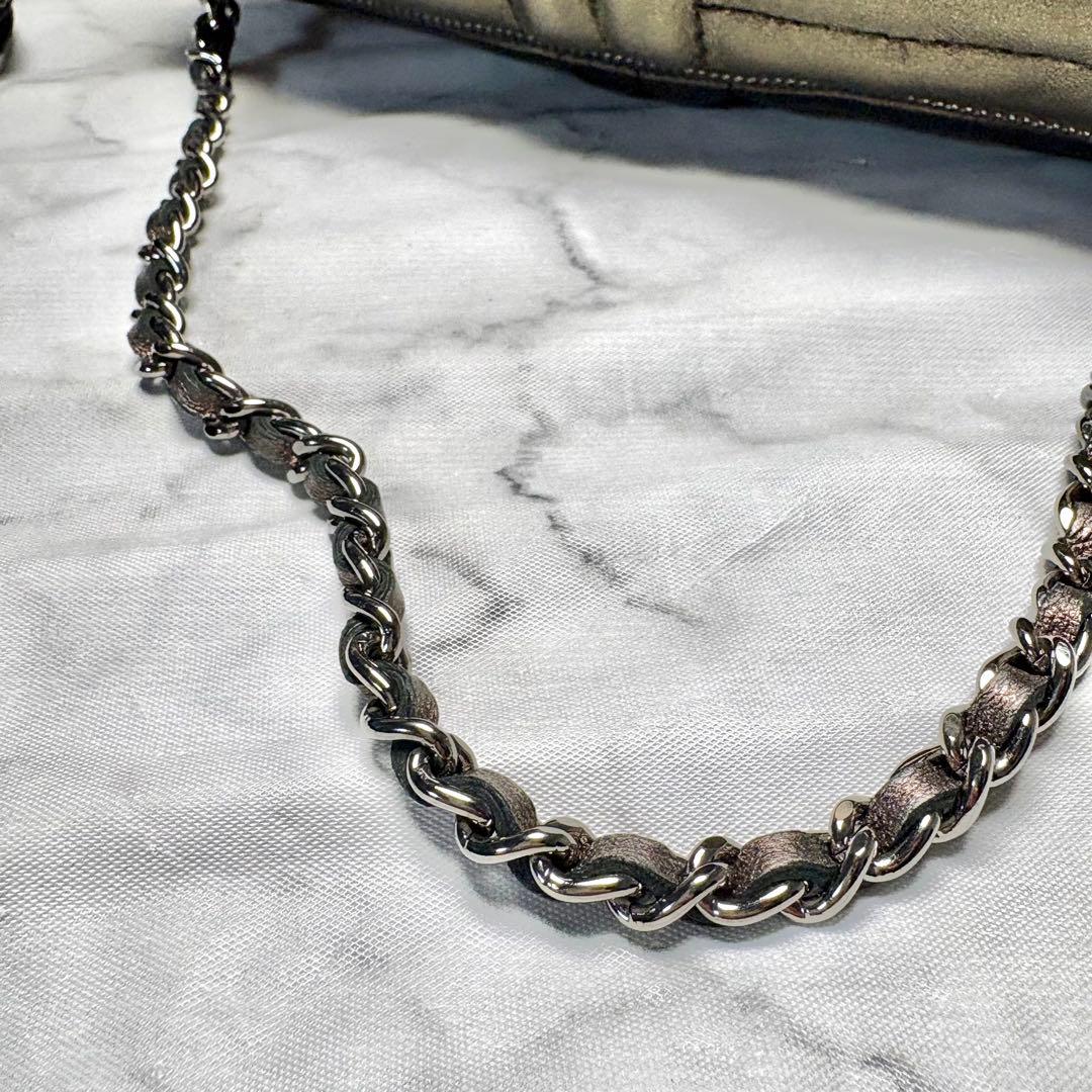 ♡激レア♡CHANEL ハンドバッグ メタリックグレー チェーンハンドル レザー