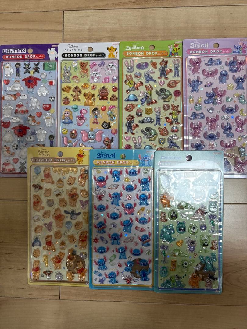 ディズニープリンセス　ボンボンドロップシール　7シートまとめ売り