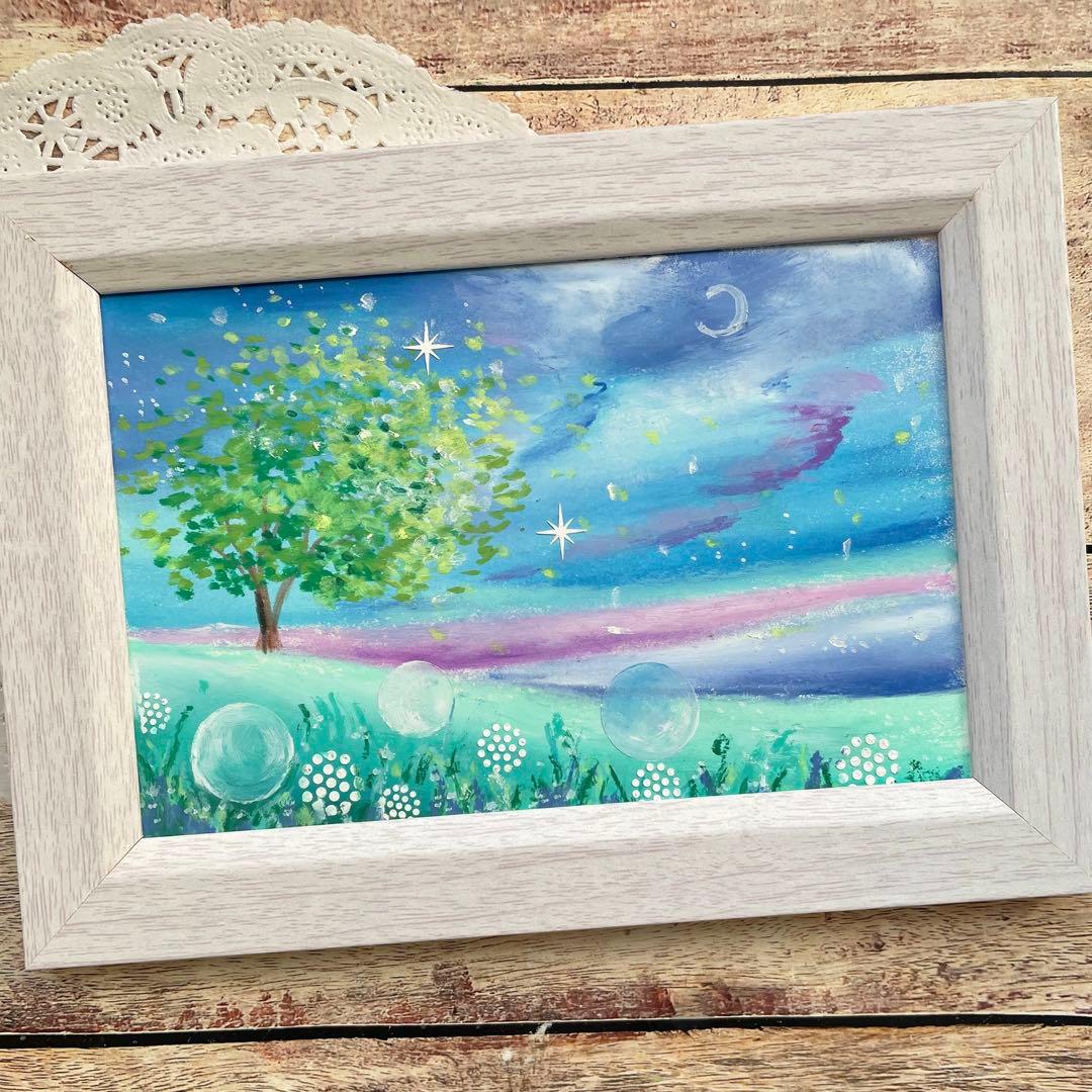 オイルパステル画　アクリル画　風景画　ご予約品　5点