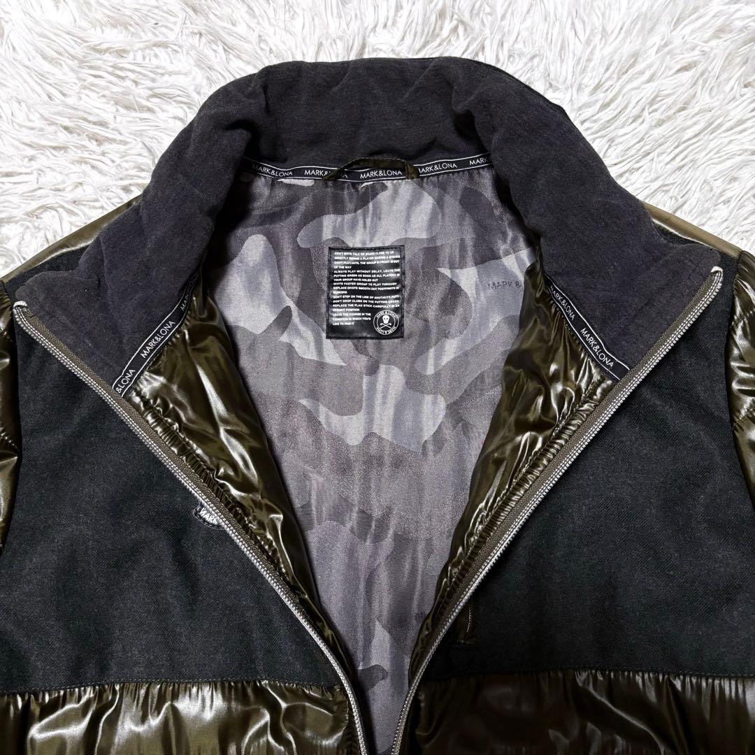 【美品】マーク&ロナ　中綿ダウンジャケット　カーキ×ダークグレー　M