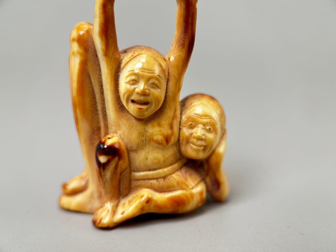 人物像 彫刻 彫刻極上根付天然素材アンティーク骨董飾り物古美術置物細密細工