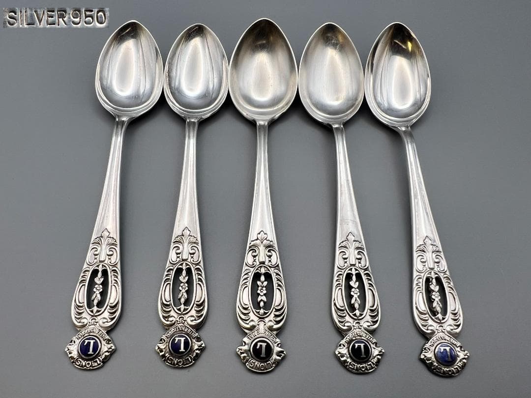 SILVER 950　刻印　スプーン　５点セット　重量約90g　銀食器 銀細工