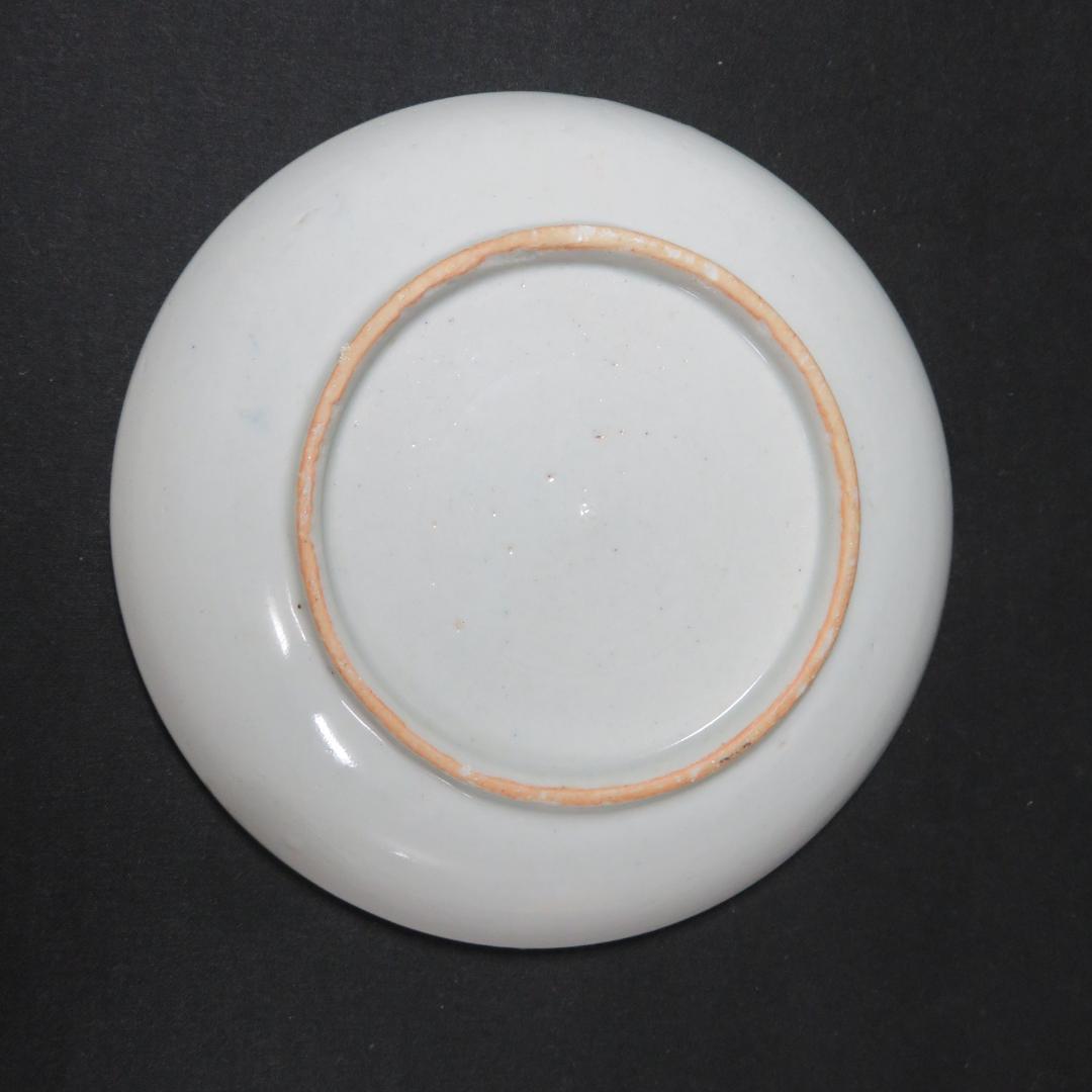 皿 中皿 4枚 印判染付 歪み 菊文様 蛸唐草 明治 大正