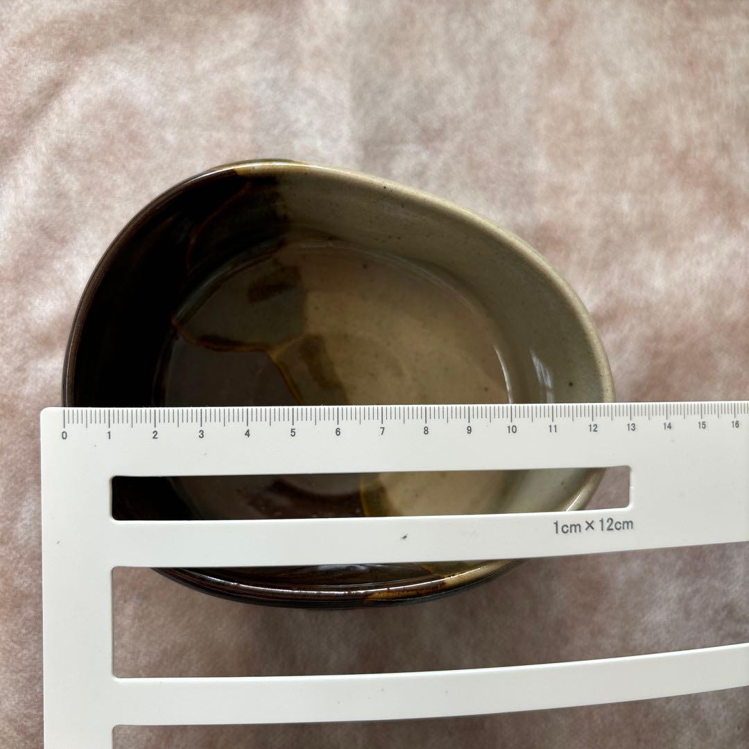 茶道具　茶碗　膳所焼　沓形　変形 陽炎園