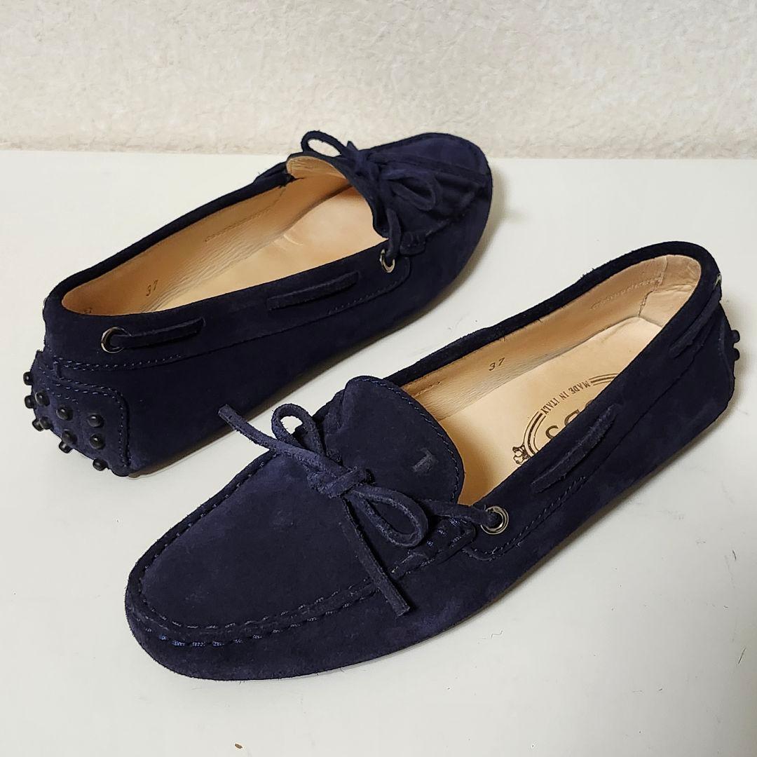 トッズ ドライビングシューズ 37 ネイビー ヌバック ゴンミーニ