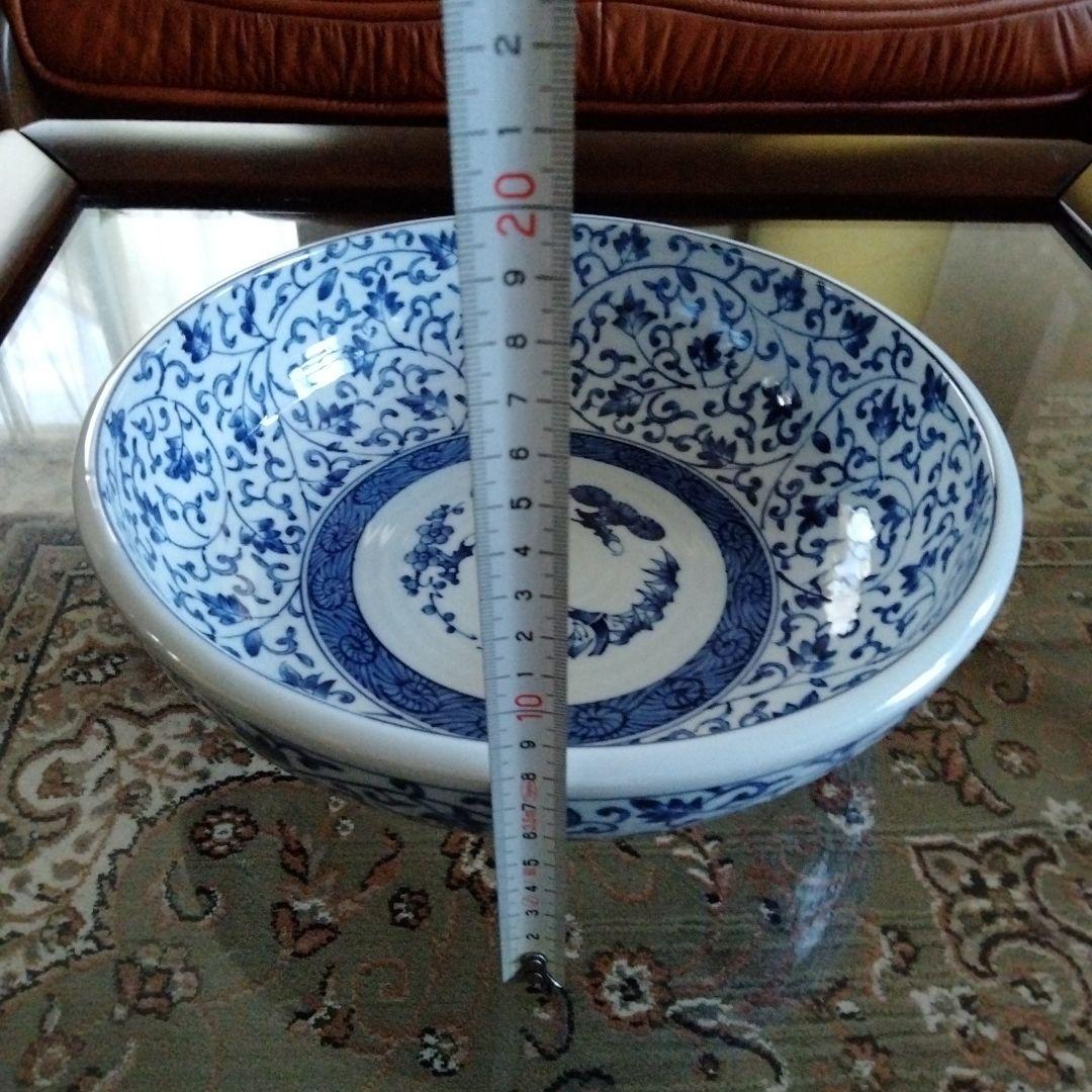 中国骨董大き目サイズ【松、竹、梅三友図染付青花洗】在銘旧家蔵希少貴重コレクション