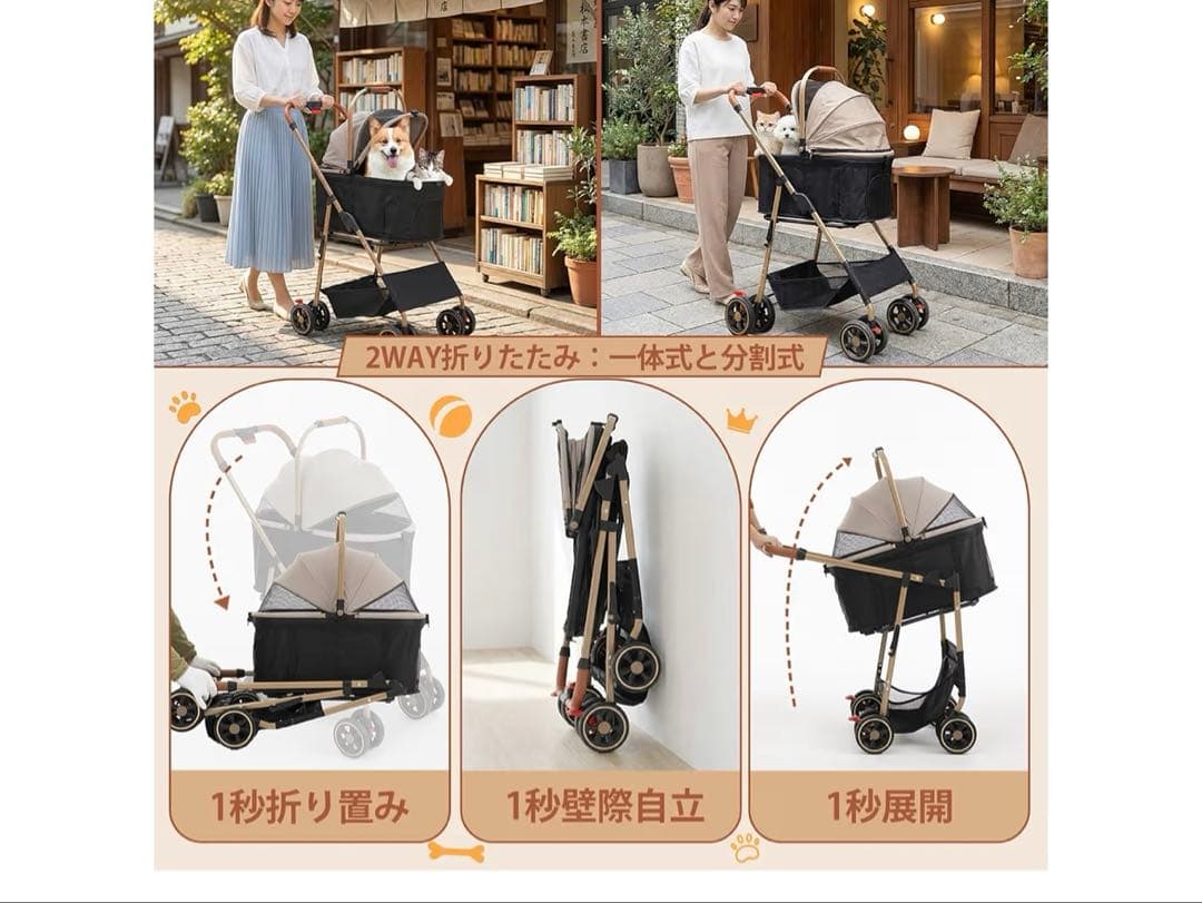 2026防水60cmゆりかご・多頭】TRAIL TAIL ペットカート 多頭