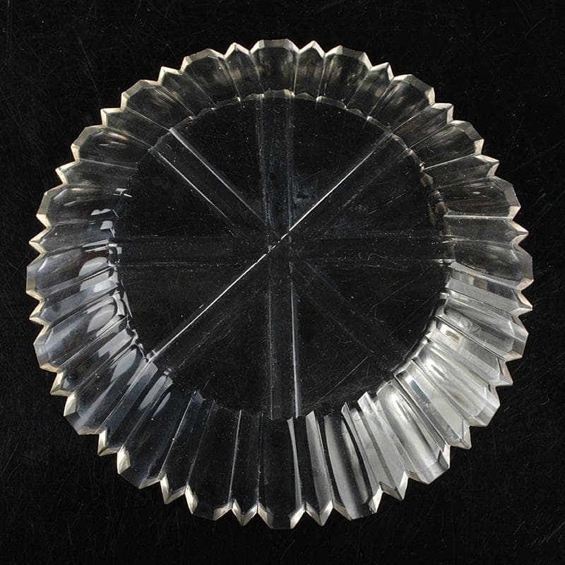 工芸ガラス　ギアマン切子クリスタルガラス　皿　時代箱付　V　R7069