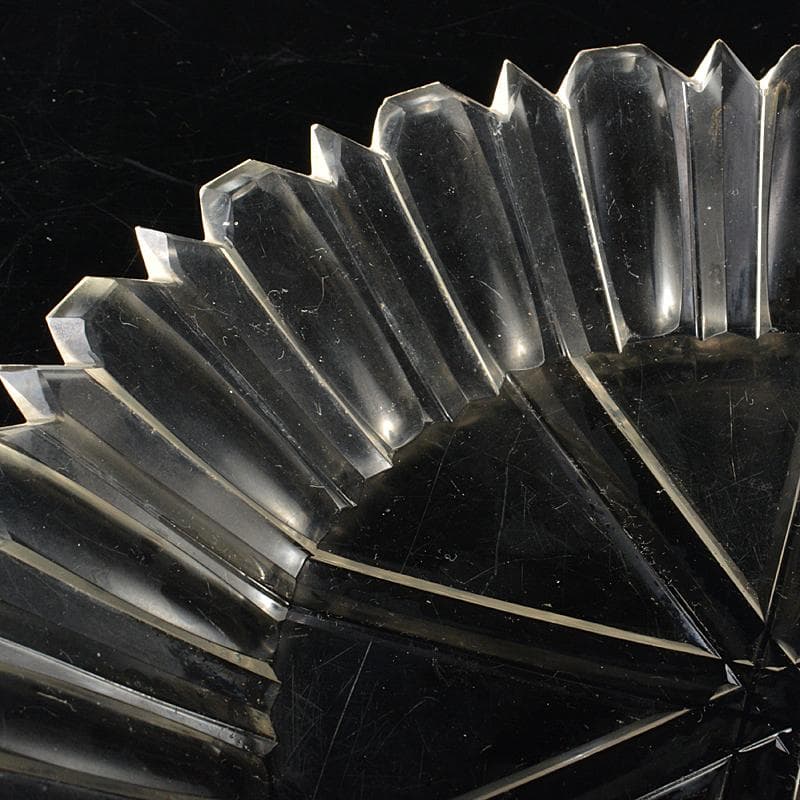 工芸ガラス　ギアマン切子クリスタルガラス　皿　時代箱付　V　R7069