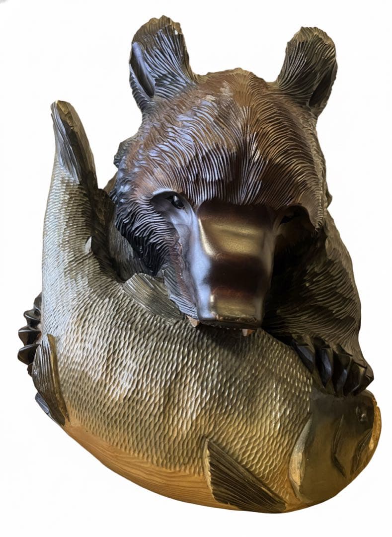 木彫りのクマ 札幌ハンドメイド 壁掛け可能