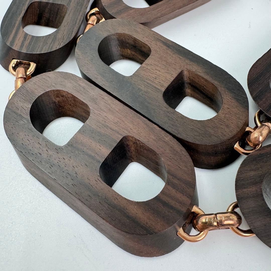 【希少】CELINE チェーンベルト　ウッド　ゴールド　マカダム　ロゴ