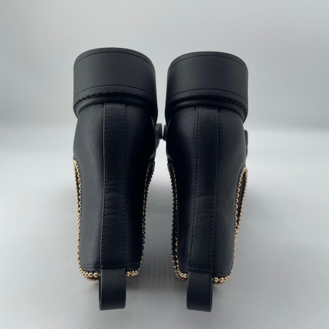 17113✨新品✨COACH ビジュー ショート サイドゴアブーツ 黒 レザー