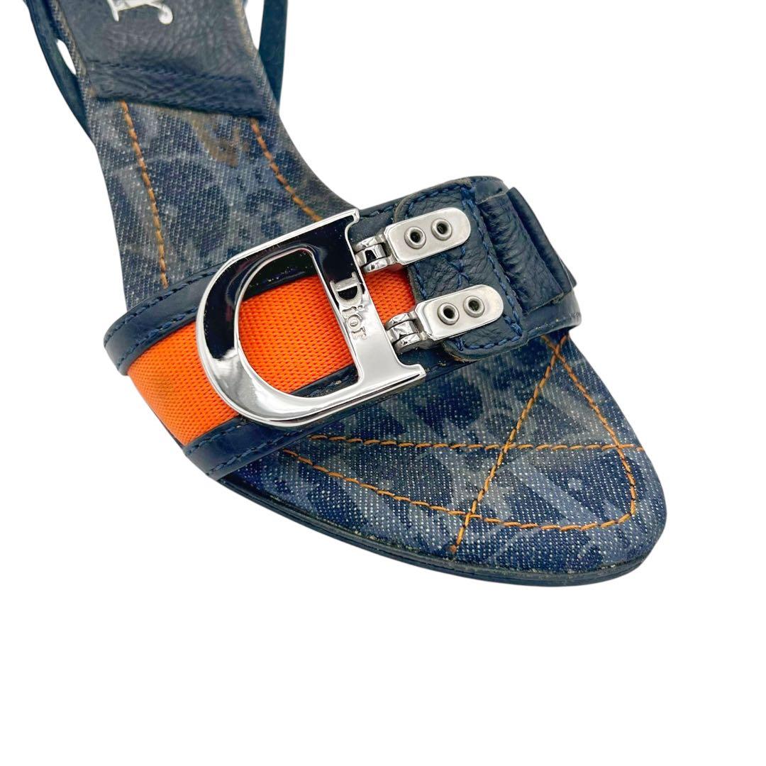 【希少】Dior ガリアーノ期 トロッター Dバックル ヒールサンダル Y2K