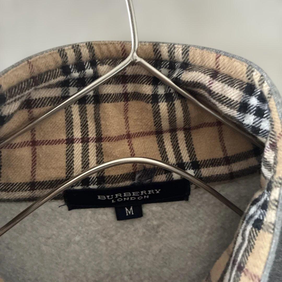 90sBurberryバーバリーハーフジップスウェットトレーナーノバチェック長袖