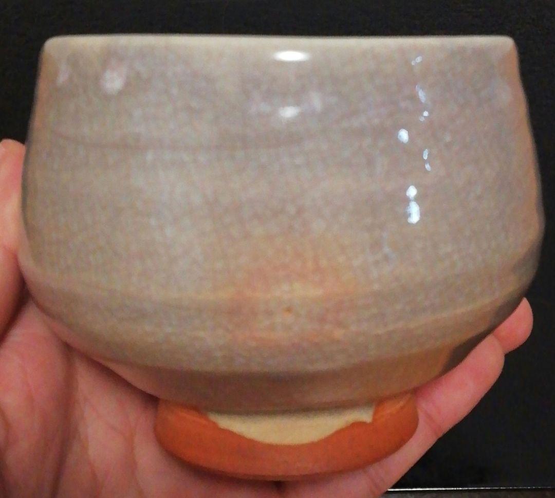 九代　三輪雪堂作　萩焼　割高台　茶碗　共箱　略歴付　茶道具