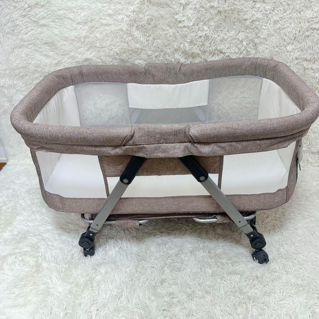 ✨美品✨ 簡易ベビーベッド 移動式 折りたたみ 蚊帳 荷物入れ 収納バッグ