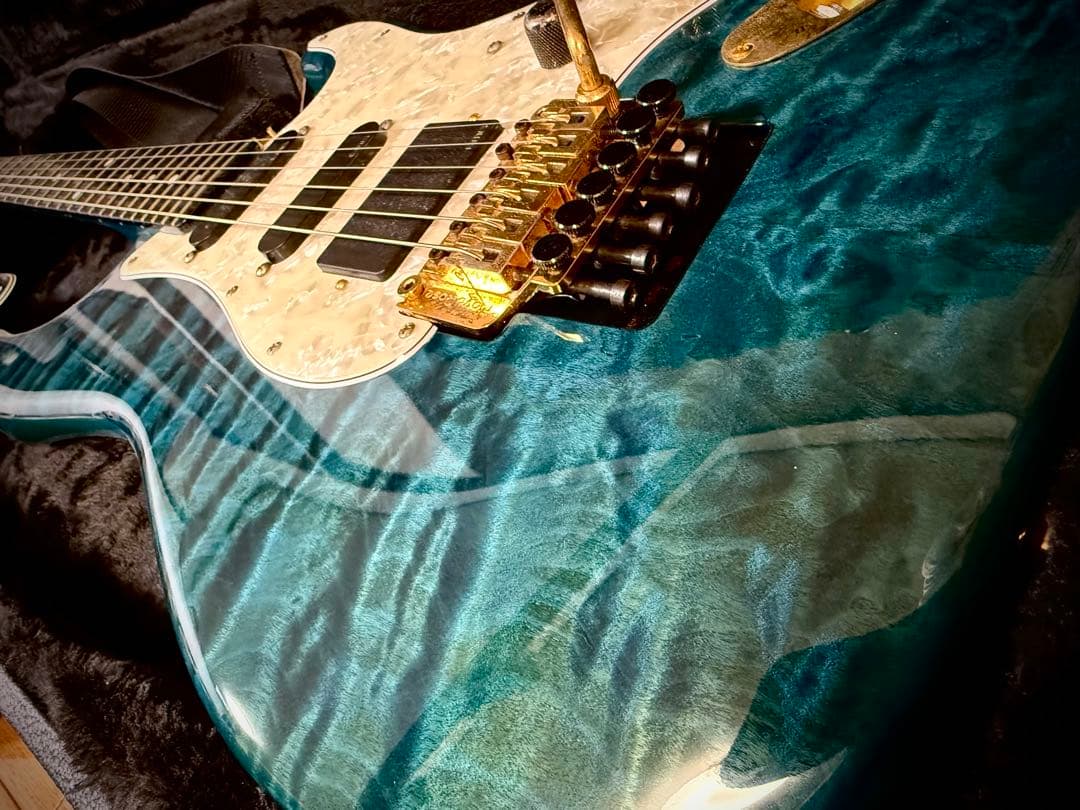 シェクター schecter エレキギター 青色 キルトメイプルトップ