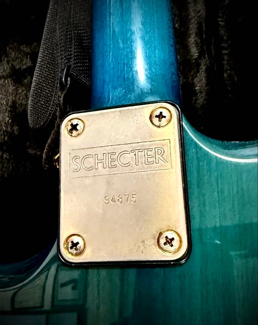 シェクター schecter エレキギター 青色 キルトメイプルトップ