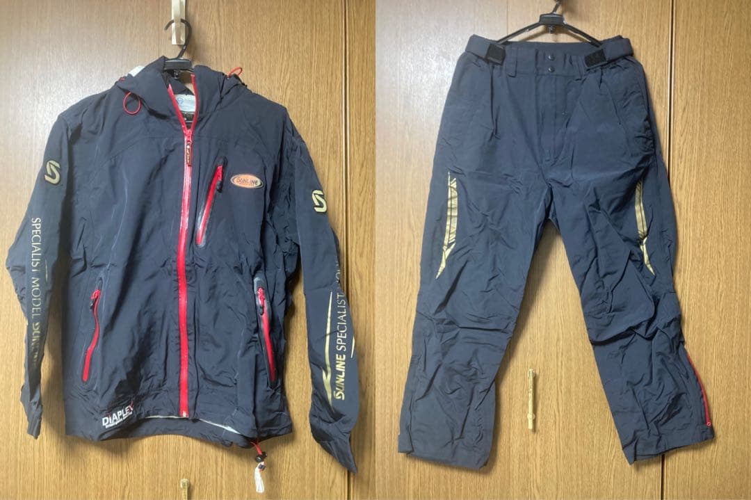 サンライン　フィッシングスーツ　上下Lサイズ　がまかつ　ロッドケース