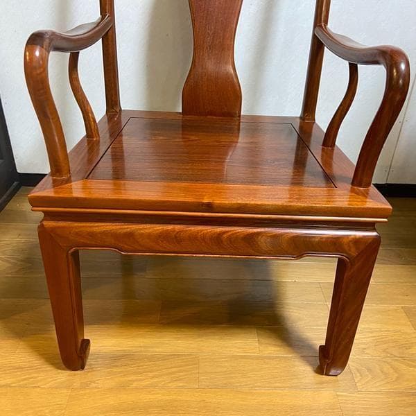 Y①高級 花梨？ 中国椅子 インテリア 家具 木製 アンティーク ひじ掛け 椅子