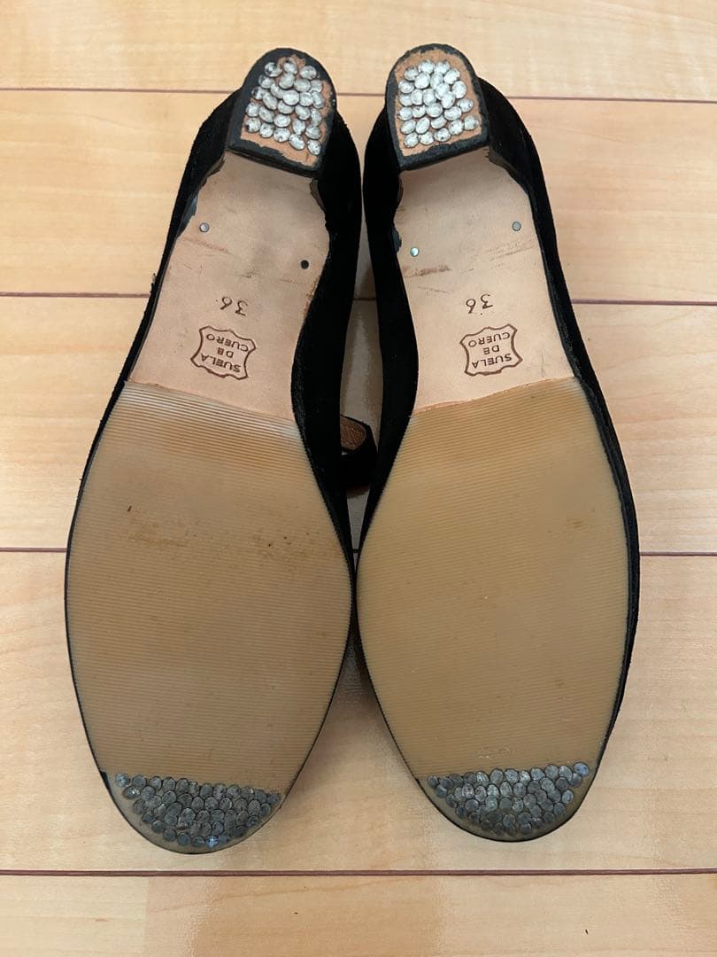 フラメンコシューズ スエード 黒 36