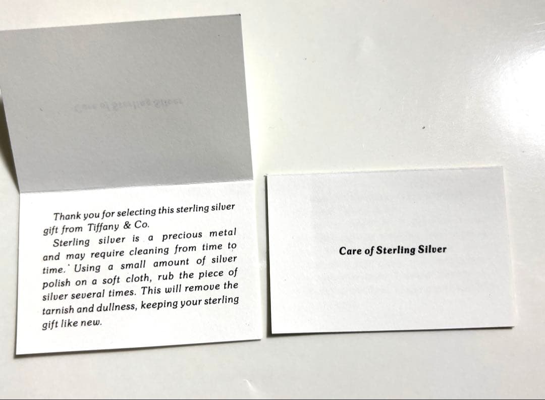 Tiffany & Co. スターリングシルバー手入れ説明カード 21枚セット