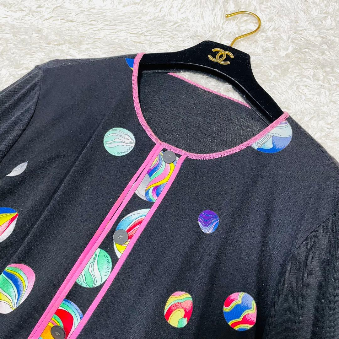 希少LLサイズ✨大きいサイズ◆美品✨レオナール カンカン　アンサンブル　ビー玉