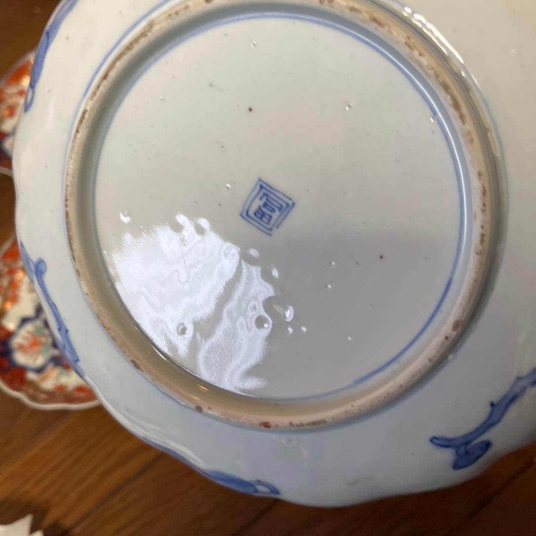 限定最終処分特価　古伊万里色絵大きめ中皿五枚セット完品　シカと紅葉　素敵な食卓