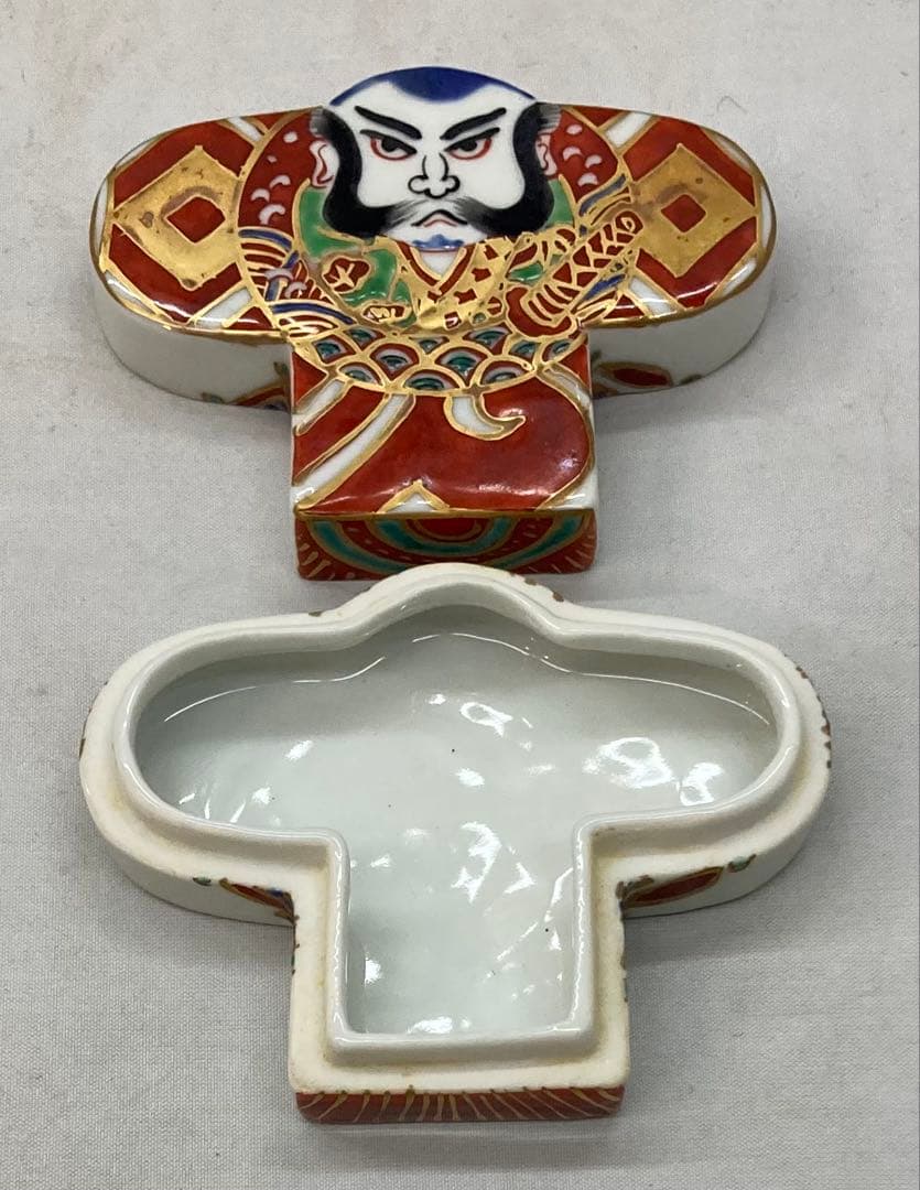 B251s 「色絵 奴凧香合」高野昭阿弥造　共箱　正月　京焼