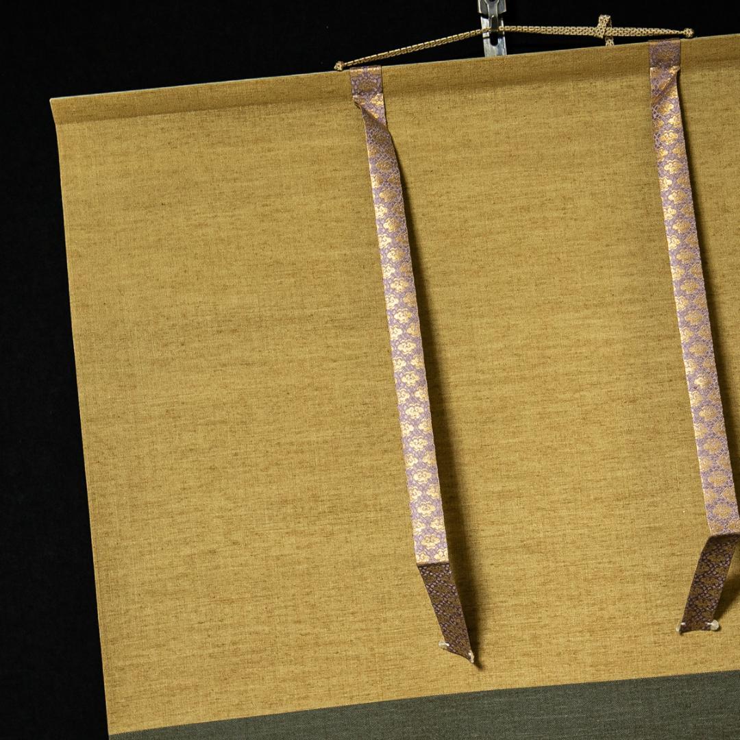 掛軸-1587　大徳寺　立花大亀　蓑と笠　善知鳥やすかたと見えしも　共箱　横幅