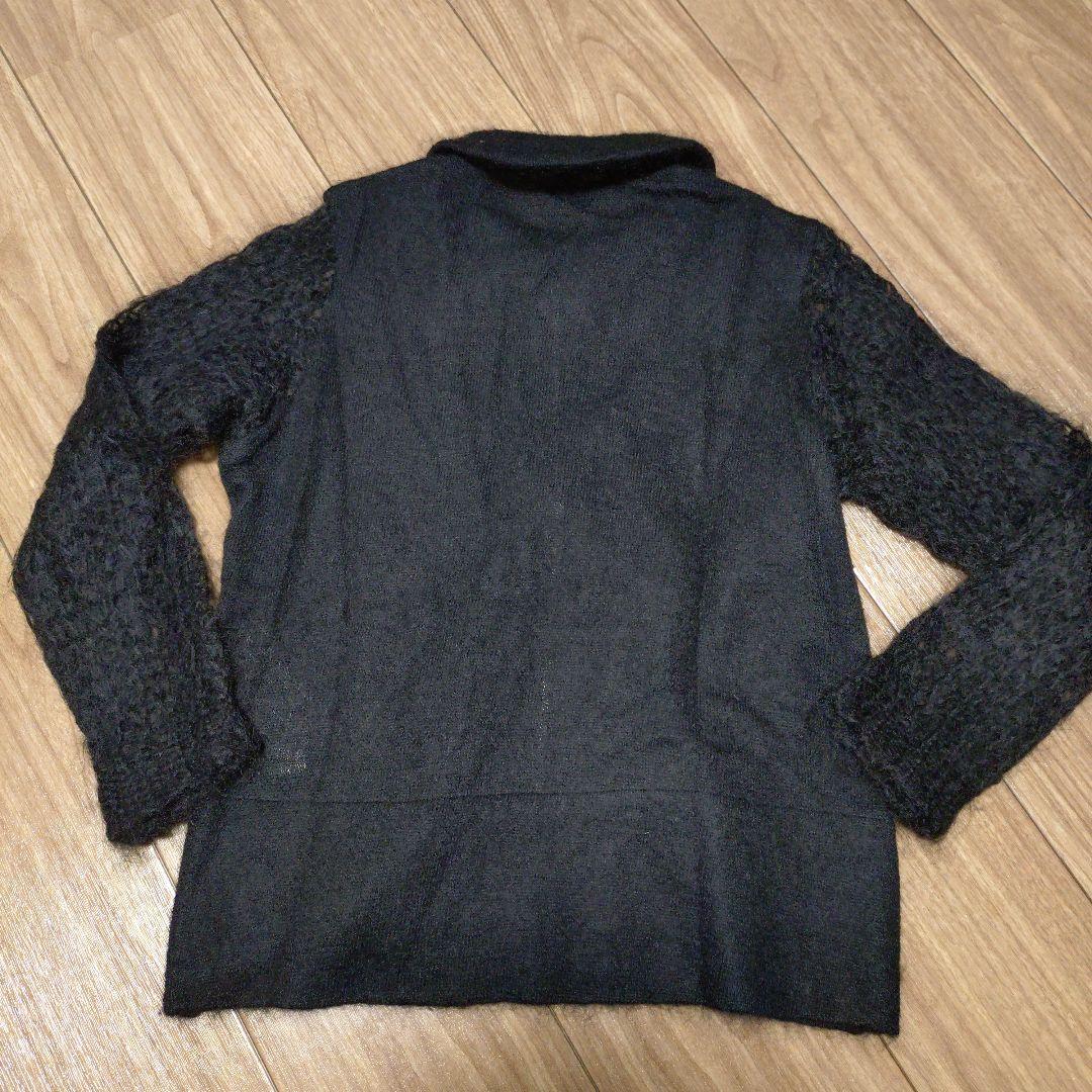 【美品】トリココムデギャルソン　ウール混カーディガン　編み込み　ブラック