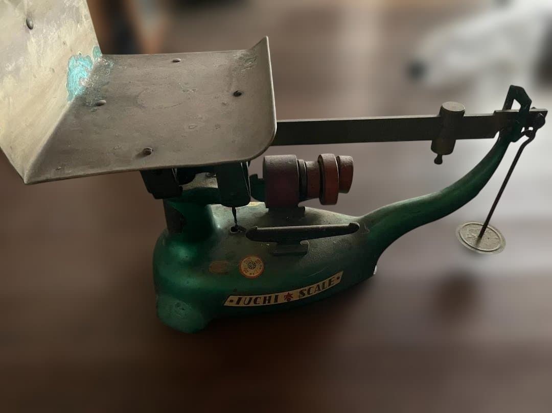 【創業100年お茶屋】昭和レトロ 井内衡機 上皿棹はかり 分銅5点 アンティーク