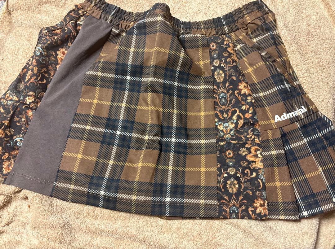 【新品•未使用】アドミラル　スコート　花柄xチェック　L