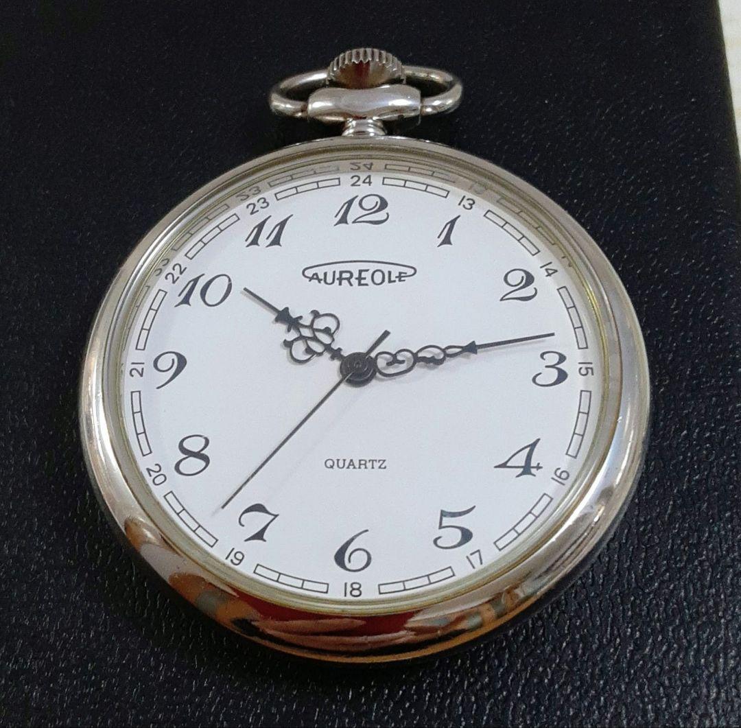 AUREOLE SWISSMADE鉄道仕様懐中時計大容量電池　JAPANMOVT