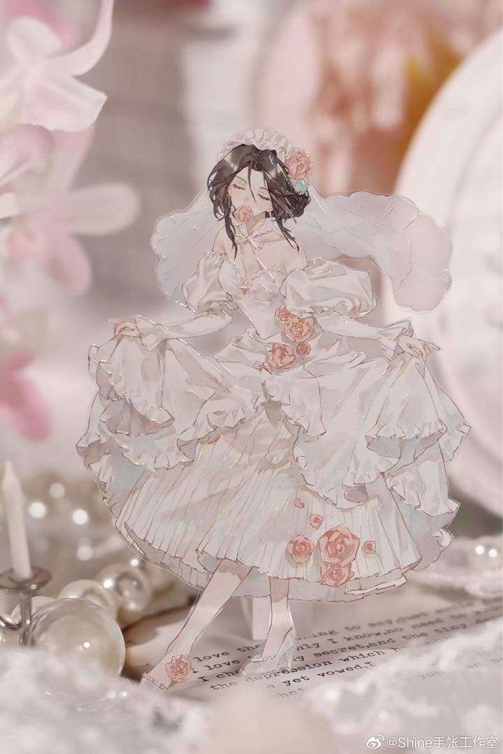 【8889】海外　マステ　3/5/巻　貝殻光マスキングテープ　花嫁　人物系