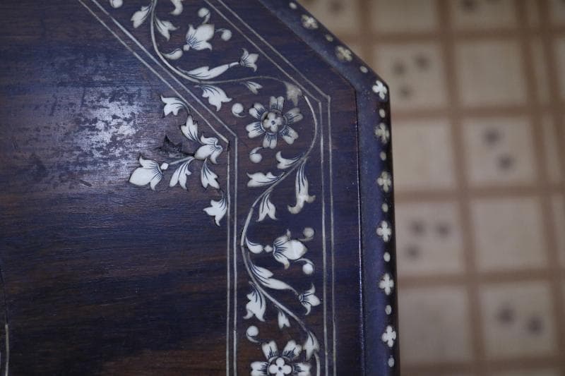 ◆象嵌寄木細工　八角形アンティークテーブル　 飾り台　サイドテーブル木製